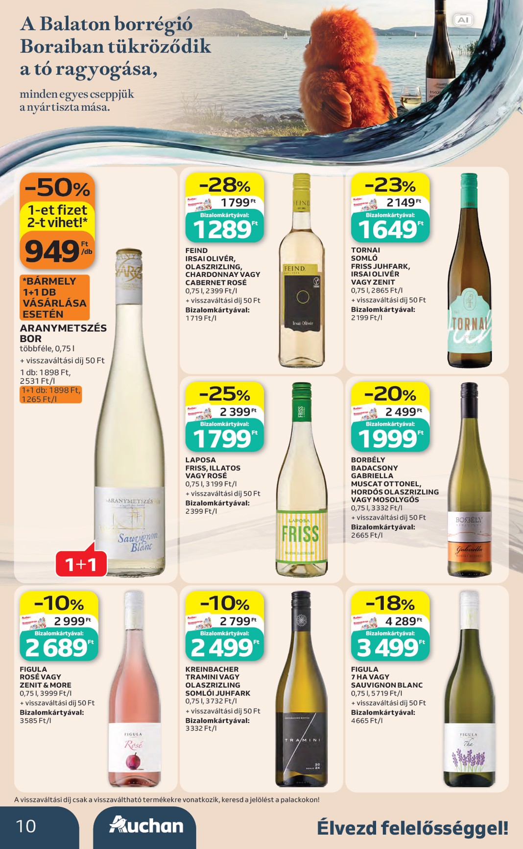 auchan - A jövőbeli Auchan - Bor ajánlataink - Hipermarket akciós újság csütörtöktől 2026.10.01.-tól szerdától 2026.10.21.-ig érvényes. - page: 10