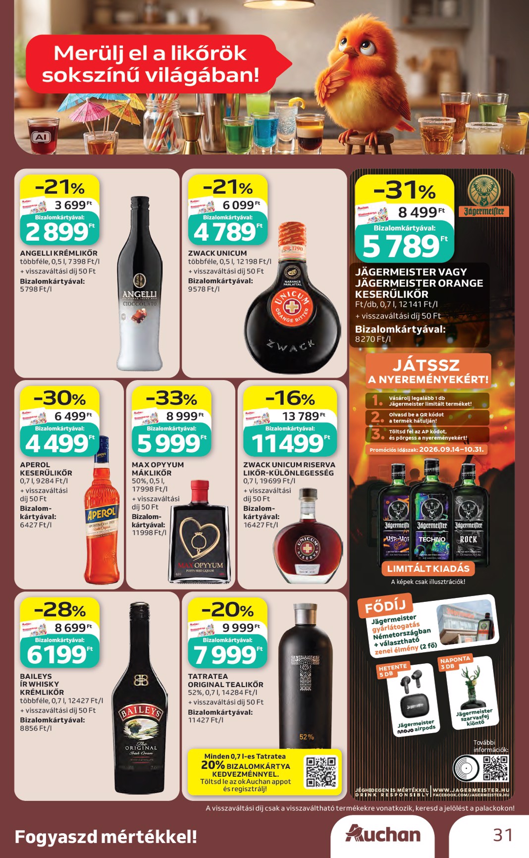 auchan - A jövőbeli Auchan - Bor ajánlataink - Hipermarket akciós újság csütörtöktől 2026.10.01.-tól szerdától 2026.10.21.-ig érvényes. - page: 31