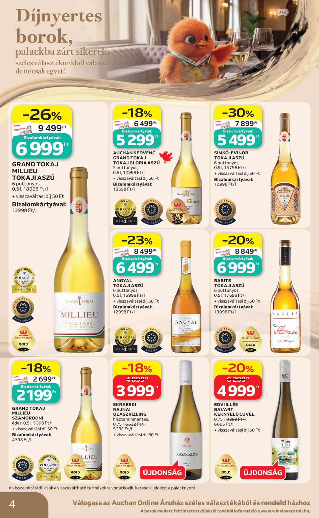 auchan - A jövőbeli Auchan - Bor ajánlataink - Hipermarket akciós újság csütörtöktől 2026.10.01.-tól szerdától 2026.10.21.-ig érvényes. - page: 4