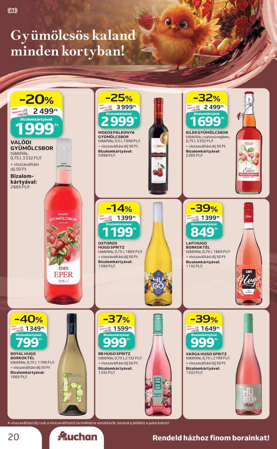 auchan - A jövőbeli Auchan - Bor ajánlataink - Hipermarket akciós újság csütörtöktől 2026.10.01.-tól szerdától 2026.10.21.-ig érvényes. - page: 20