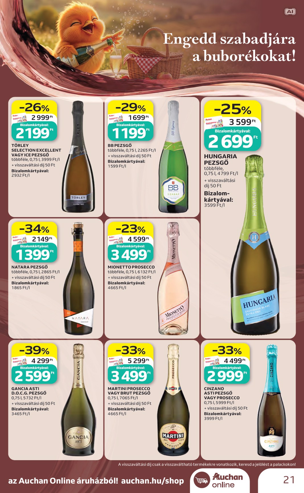 auchan - A jövőbeli Auchan - Bor ajánlataink - Hipermarket akciós újság csütörtöktől 2026.10.01.-tól szerdától 2026.10.21.-ig érvényes. - page: 21
