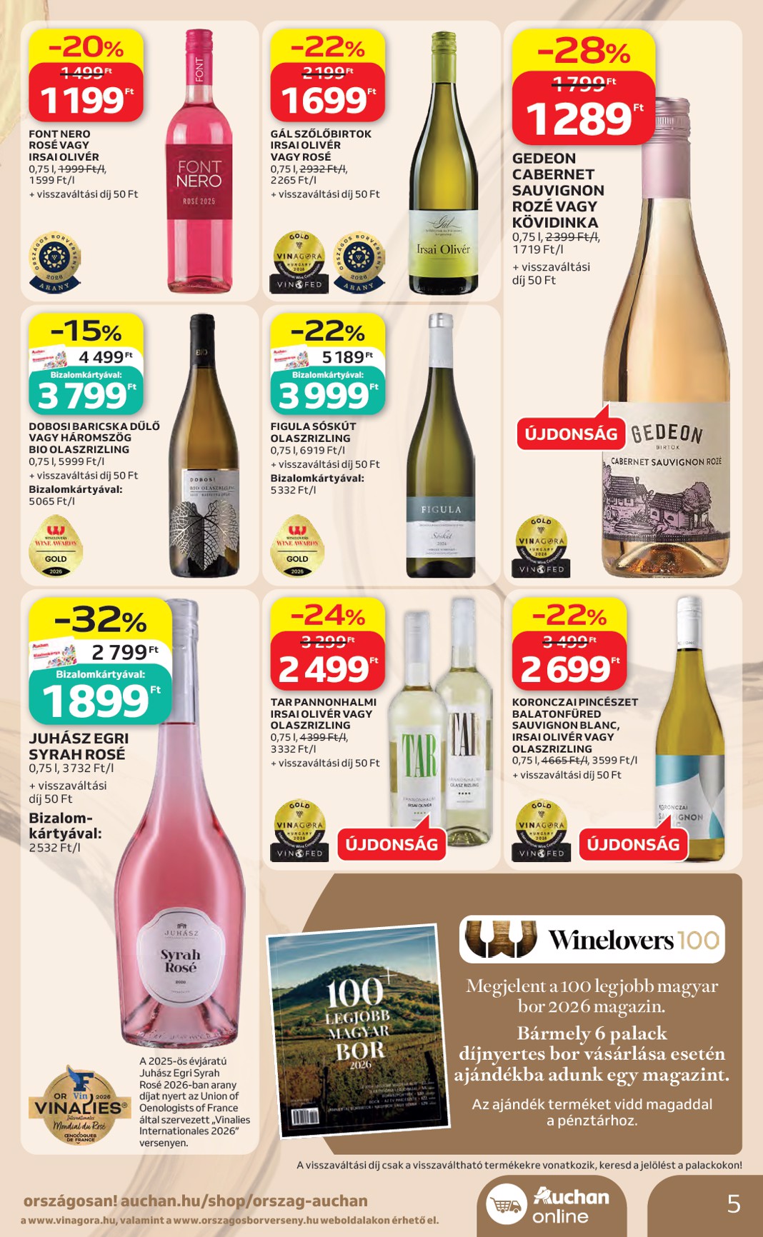 auchan - A jövőbeli Auchan - Bor ajánlataink - Hipermarket akciós újság csütörtöktől 2026.10.01.-tól szerdától 2026.10.21.-ig érvényes. - page: 5