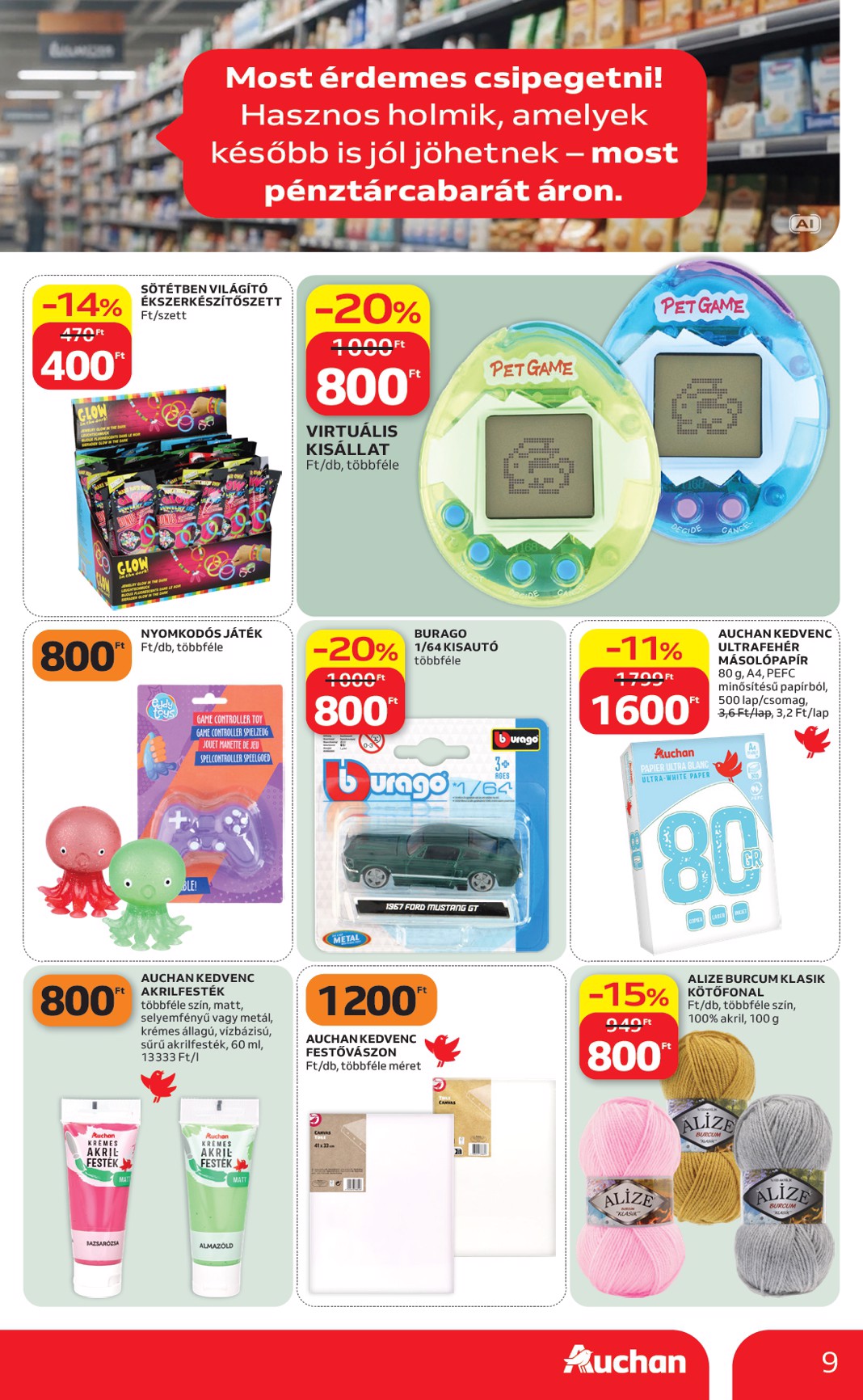 auchan - A jövőbeli Auchan - Filléres ajánlataink akciós újság csütörtöktől 2026.10.01.-tól szerdától 2026.10.07.-ig érvényes. - page: 9