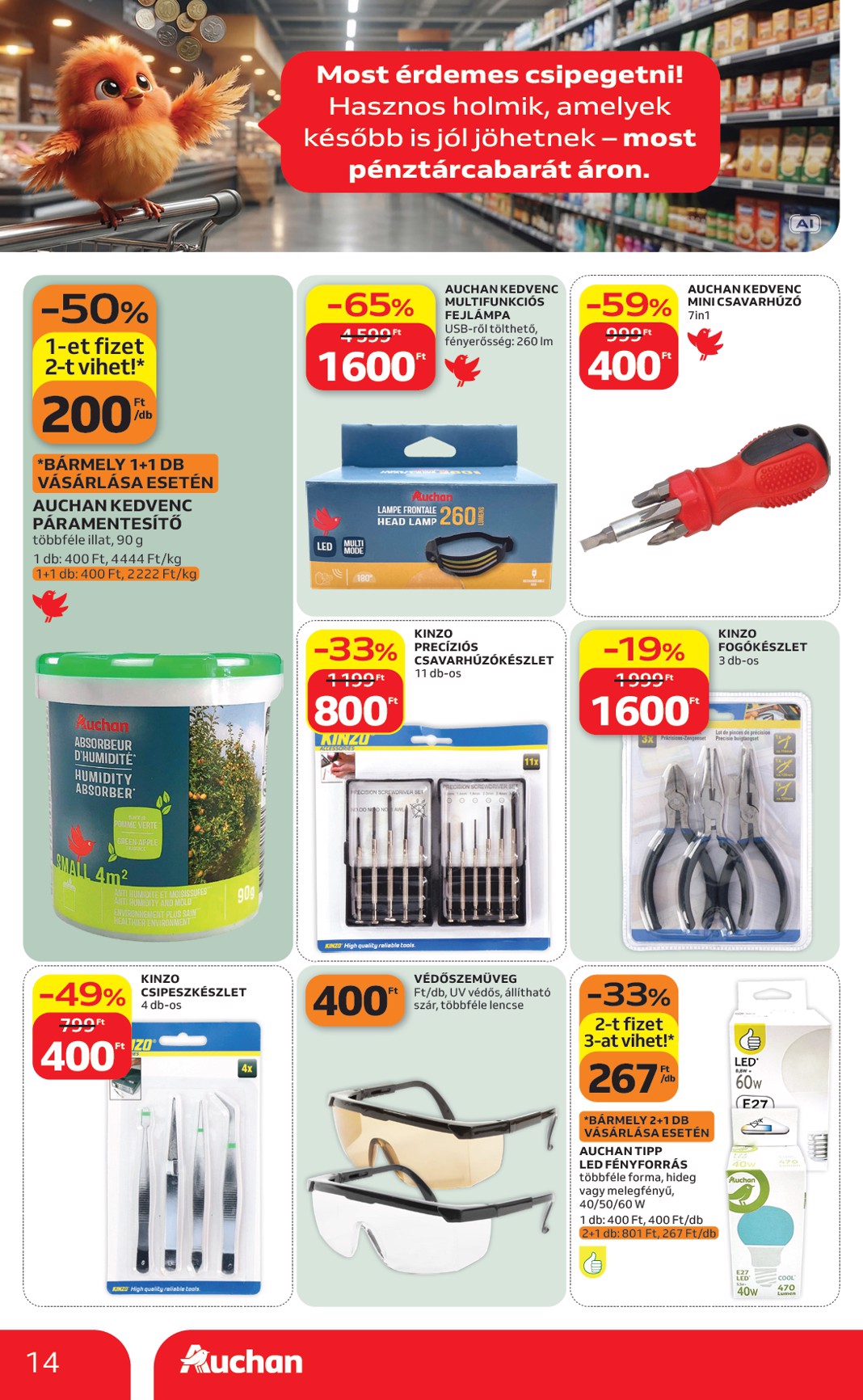 auchan - A jövőbeli Auchan - Filléres ajánlataink akciós újság csütörtöktől 2026.10.01.-tól szerdától 2026.10.07.-ig érvényes. - page: 14