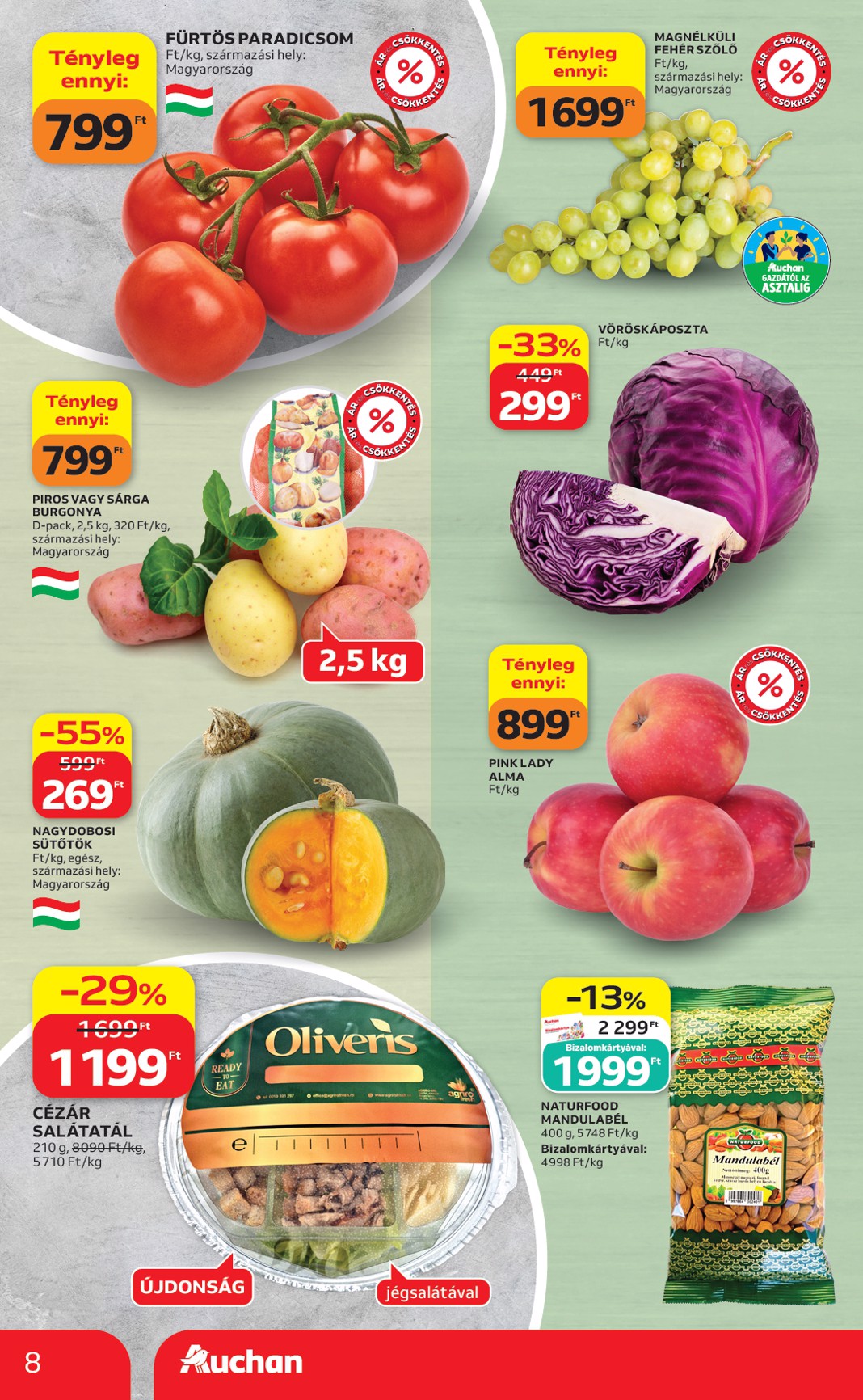 auchan - A jövőbeli Auchan akciós újság csütörtöktől 2026.10.01.-tól szerdától 2026.10.07.-ig érvényes. - page: 8