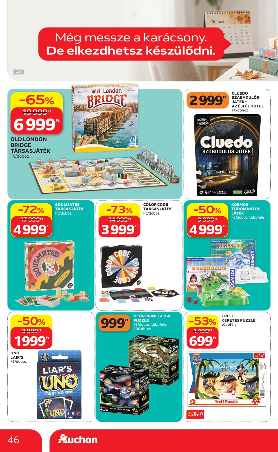 auchan - A jövőbeli Auchan akciós újság csütörtöktől 2026.10.01.-tól szerdától 2026.10.07.-ig érvényes. - page: 46