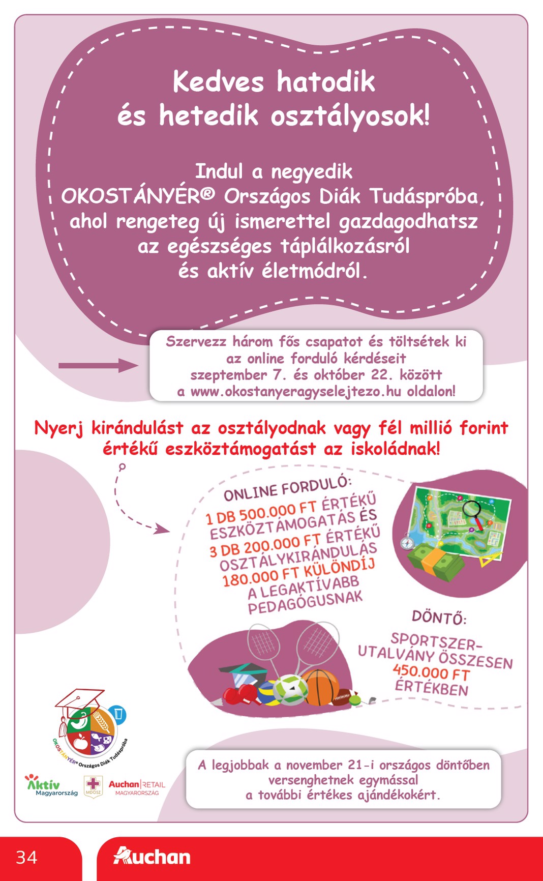 auchan - A jövőbeli Auchan akciós újság csütörtöktől 2026.10.01.-tól szerdától 2026.10.07.-ig érvényes. - page: 34