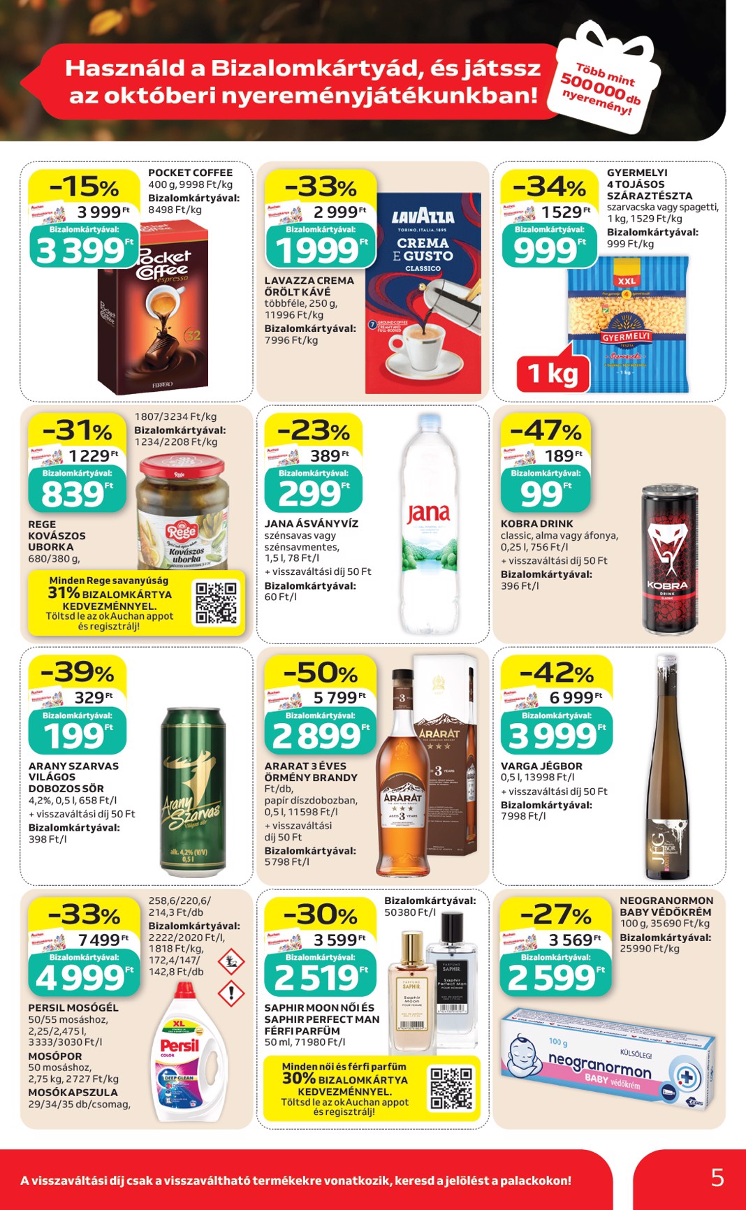 auchan - A jövőbeli Auchan akciós újság csütörtöktől 2026.10.01.-tól szerdától 2026.10.07.-ig érvényes. - page: 5