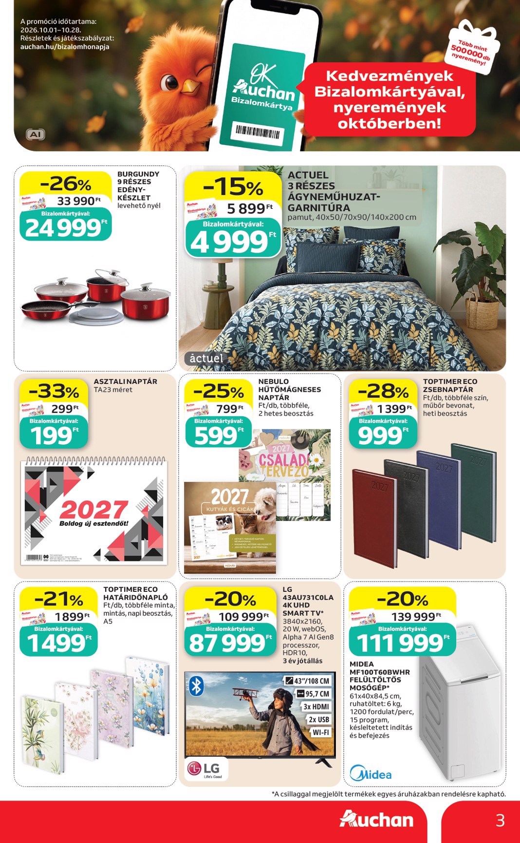 auchan - A jövőbeli Auchan akciós újság csütörtöktől 2026.10.01.-tól szerdától 2026.10.07.-ig érvényes. - page: 3