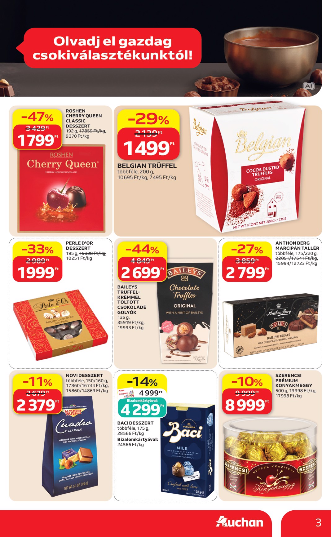 auchan - A jövőbeli Auchan - Csokoládé ajánlataink akciós újság csütörtöktől 2026.10.08.-tól szerdától 2026.10.21.-ig érvényes. - page: 3