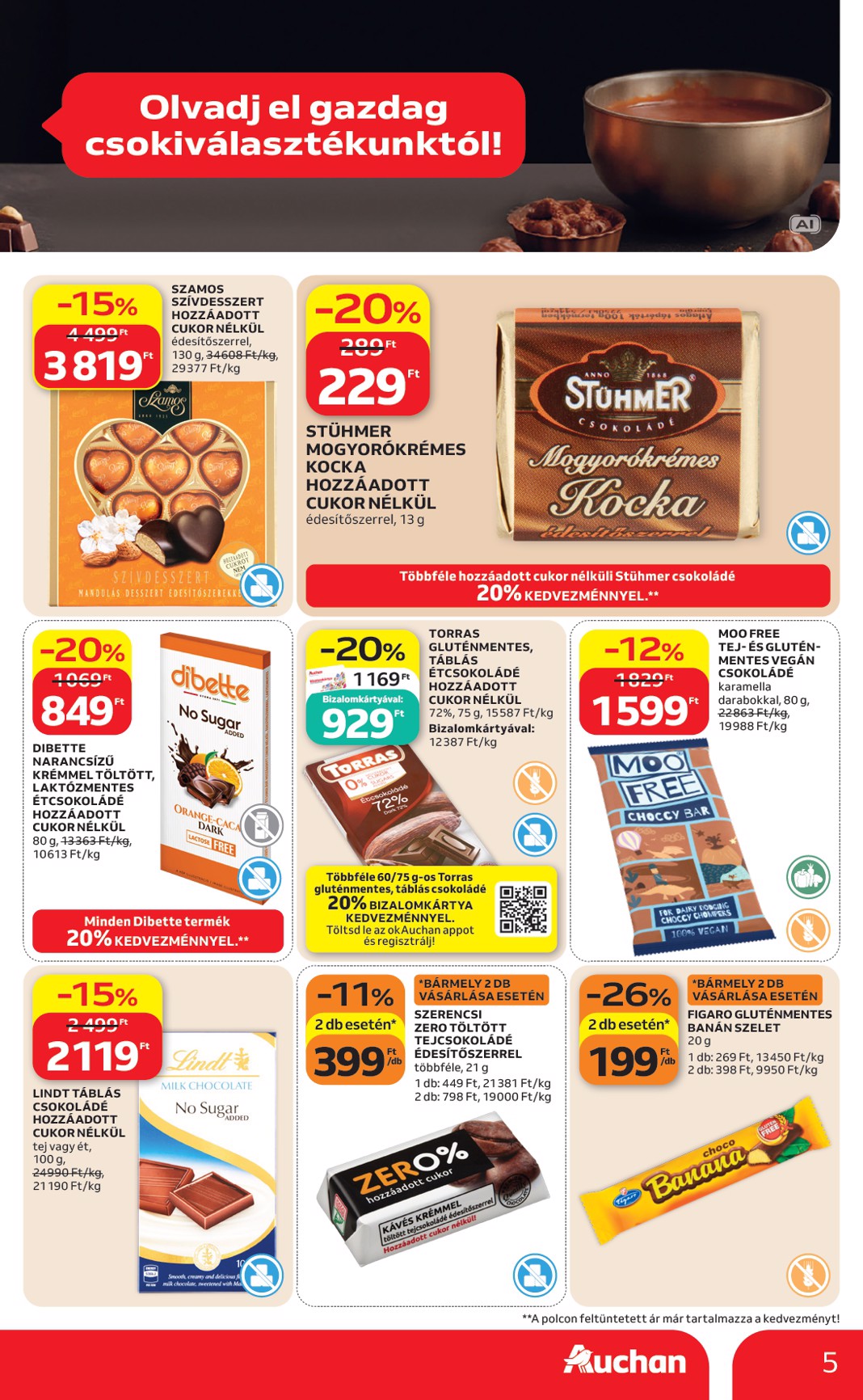 auchan - A jövőbeli Auchan - Csokoládé ajánlataink akciós újság csütörtöktől 2026.10.08.-tól szerdától 2026.10.21.-ig érvényes. - page: 5