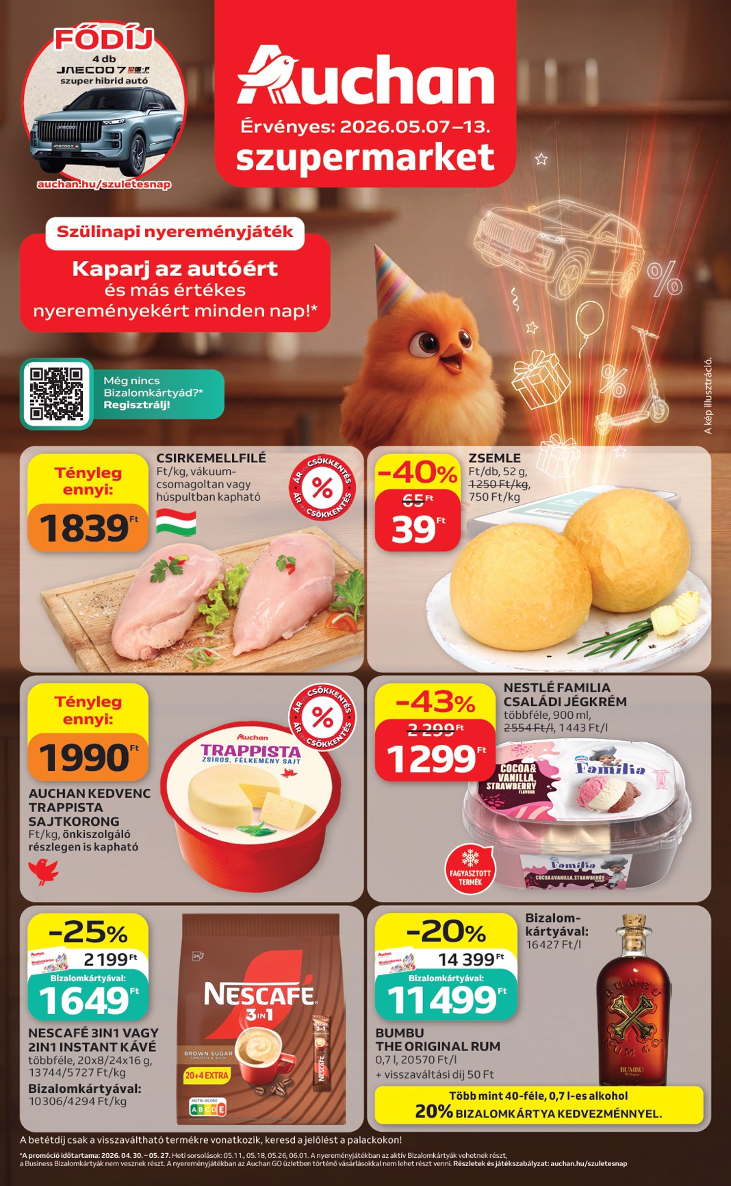 auchan - A jövőbeli Auchan szupermarket akciós újság csütörtöktől 2026.05.07.-tól szerdától 2026.05.13.-ig érvényes.