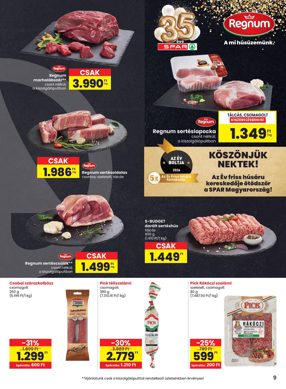 spar - SPAR hirdetmény a következő hétre csütörtöktől 2026.06.11.-tól szerdától 2026.06.17.-ig - page: 9