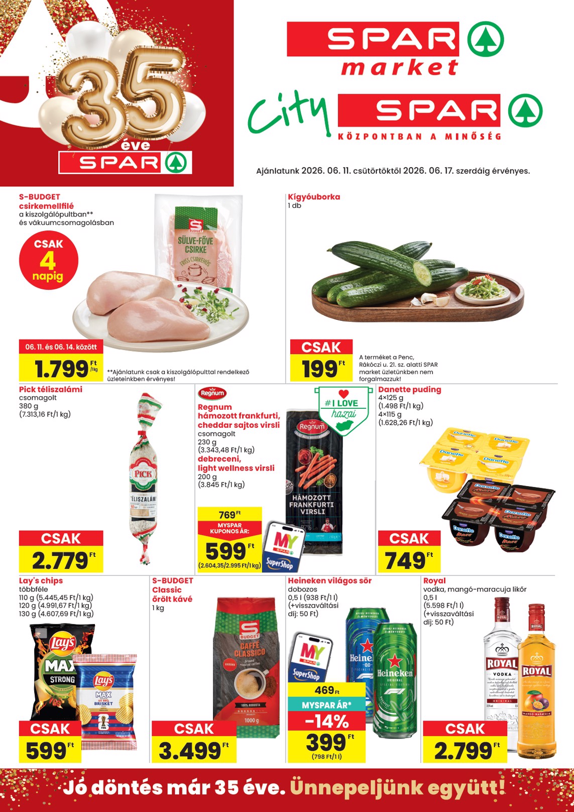 spar - SPAR - Market, City hirdetmény a következő hétre csütörtöktől 2026.06.11.-tól szerdától 2026.06.17.-ig