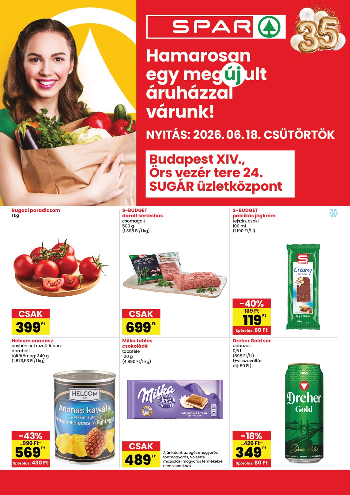 spar - SPAR - Bp. Örs vezér tere üzlet megújulás hirdetmény a következő hétre csütörtöktől 2026.06.18.-tól szerdától 2026.06.24.-ig