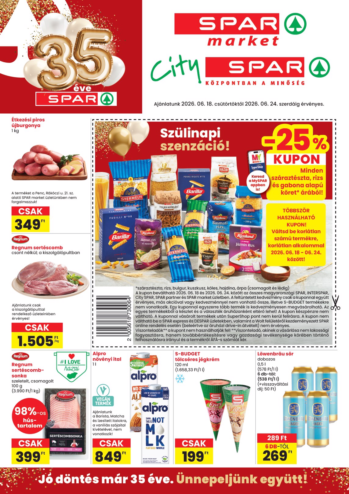 spar - SPAR - Market, City hirdetmény a következő hétre csütörtöktől 2026.06.18.-tól szerdától 2026.06.24.-ig