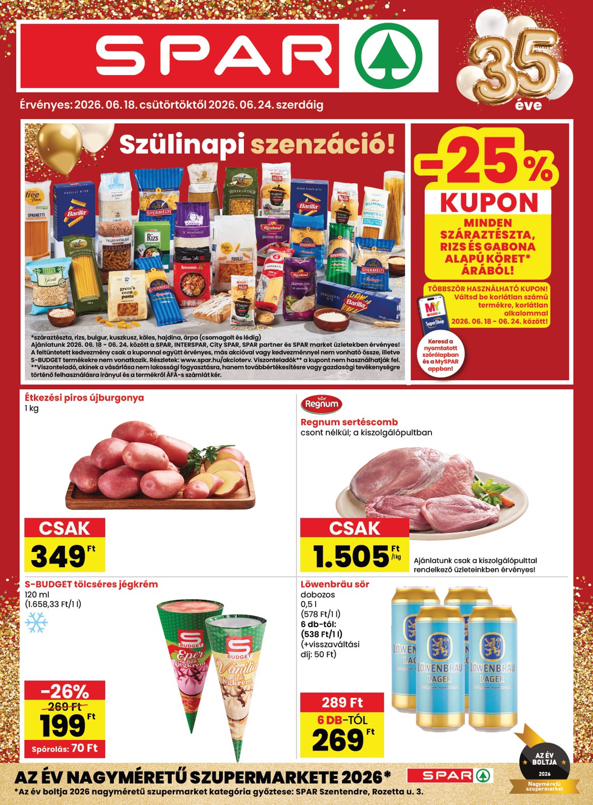 spar - SPAR hirdetmény a következő hétre csütörtöktől 2026.06.18.-tól szerdától 2026.06.24.-ig