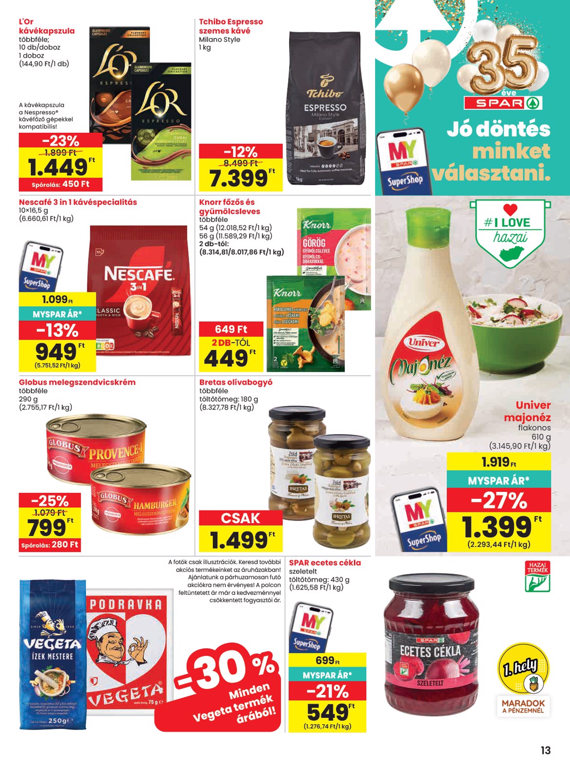 spar - SPAR hirdetmény a következő hétre csütörtöktől 2026.06.25.-tól szerdától 2026.07.01.-ig - page: 13