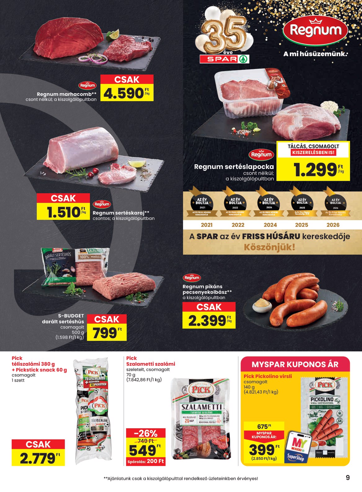 spar - SPAR hirdetmény a következő hétre csütörtöktől 2026.06.25.-tól szerdától 2026.07.01.-ig - page: 9