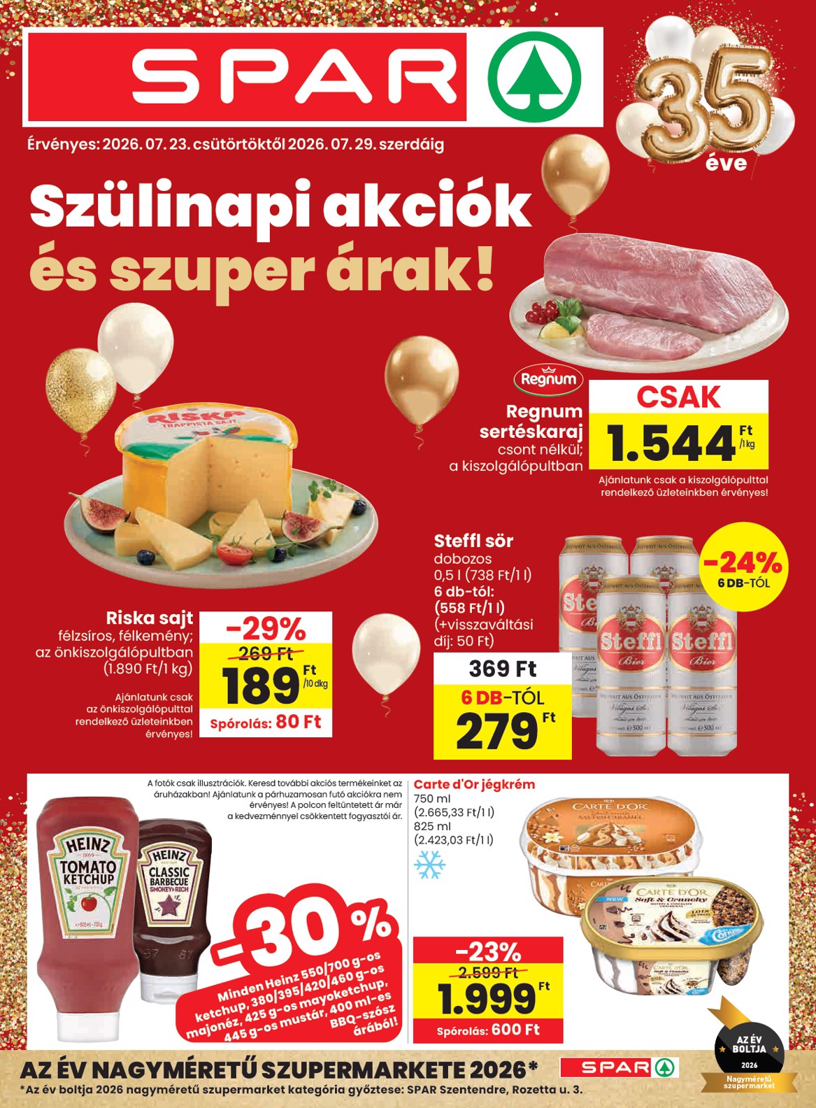 spar - SPAR hirdetmény a következő hétre csütörtöktől 2026.07.23.-tól szerdától 2026.07.29.-ig