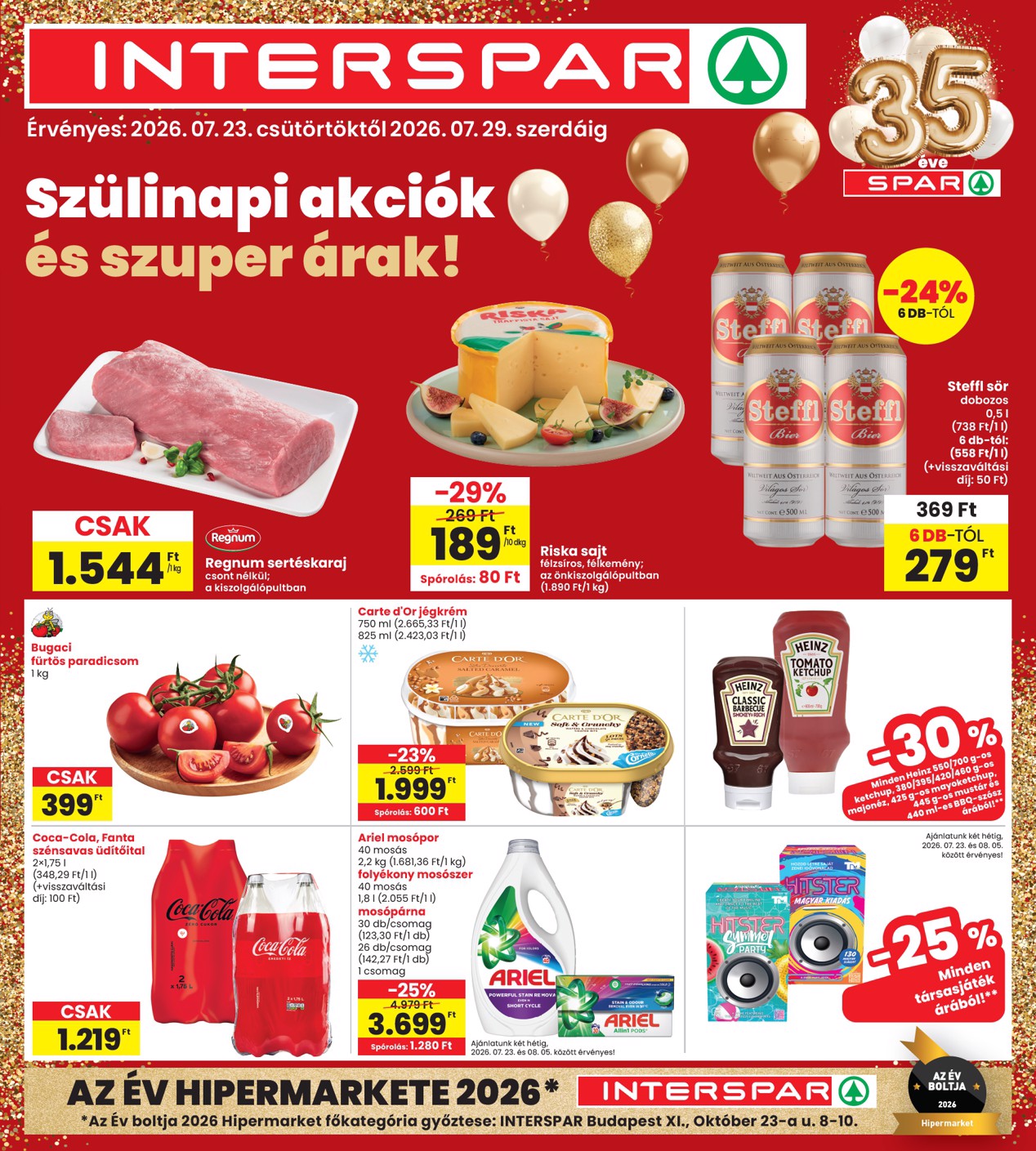 spar - SPAR - INTERSPAR szórólap hirdetmény a következő hétre csütörtöktől 2026.07.23.-tól szerdától 2026.07.29.-ig