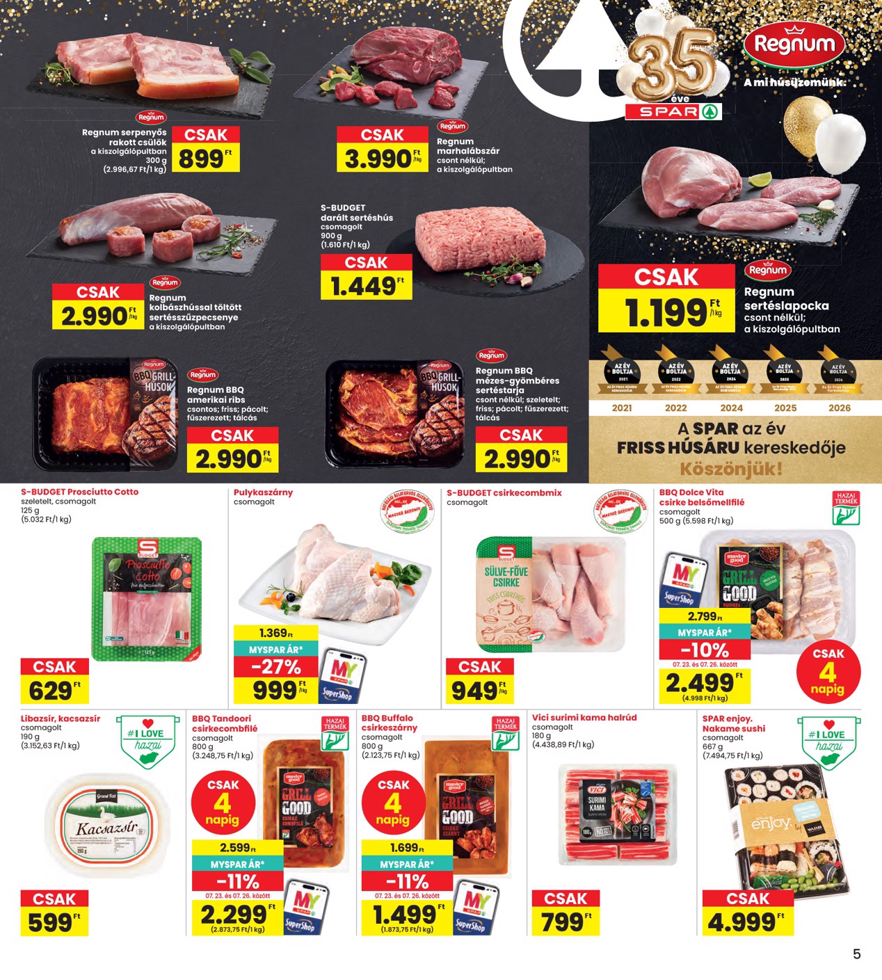 spar - SPAR - INTERSPAR szórólap hirdetmény a következő hétre csütörtöktől 2026.07.23.-tól szerdától 2026.07.29.-ig - page: 5