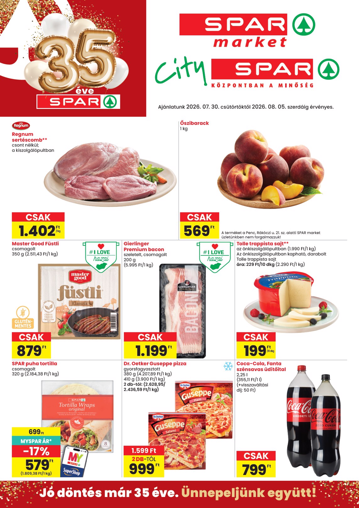 spar - SPAR - Market, City hirdetmény a következő hétre csütörtöktől 2026.07.30.-tól szerdától 2026.08.05.-ig