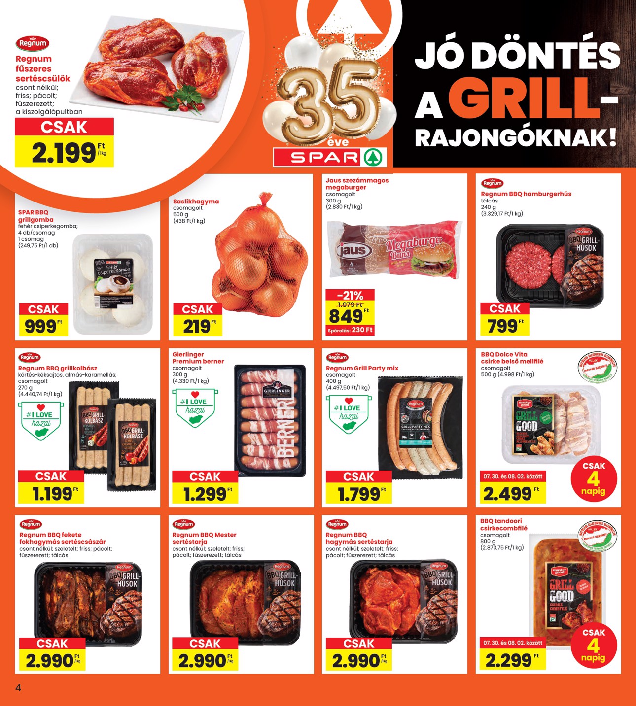 spar - SPAR - INTERSPAR hirdetmény a következő hétre csütörtöktől 2026.07.30.-tól szerdától 2026.08.05.-ig - page: 4