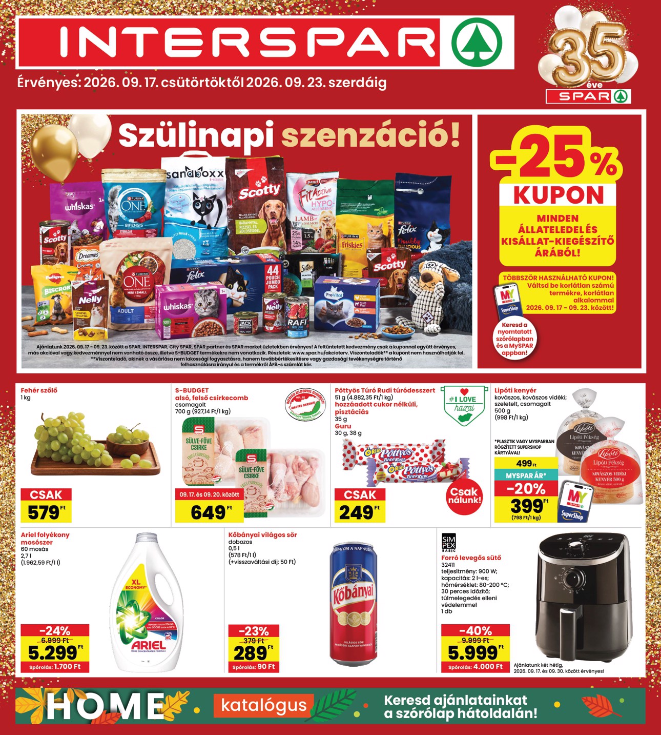 spar - INTERSPAR hirdetmény a következő hétre csütörtöktől 2026.09.17.-tól szerdától 2026.09.23.-ig