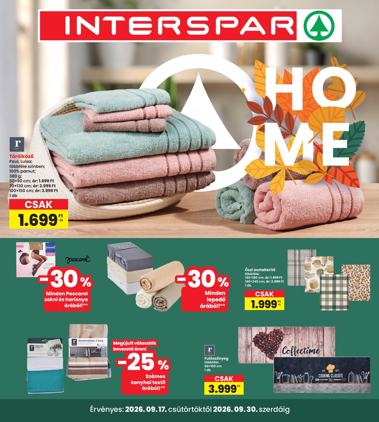 spar - Aktuális INTERSPAR - Home katalógus szórólap érvényes csütörtöktől 2026.09.17.-től szerdától 2026.09.30.-ig - page: 1