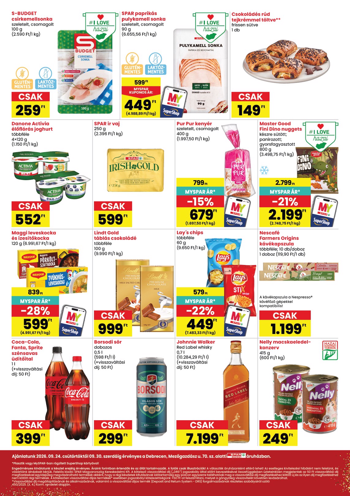 spar - SPAR market - Debrecen Mezőgazdász utca szórólap hirdetmény a következő hétre csütörtöktől 2026.09.24.-tól szerdától 2026.09.30.-ig - page: 2