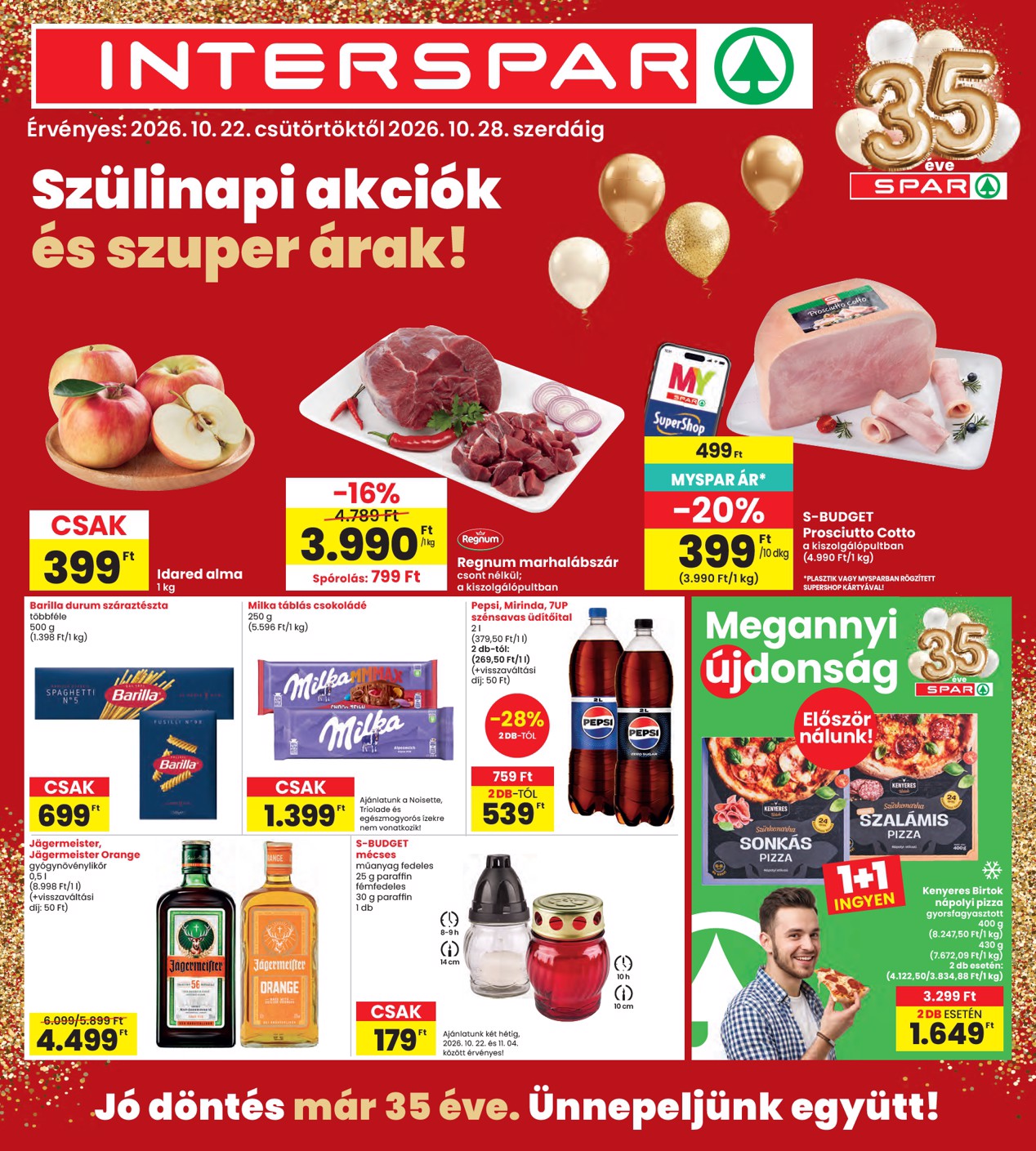 spar - INTERSPAR hirdetmény a következő hétre csütörtöktől 2026.10.22.-tól szerdától 2026.10.28.-ig