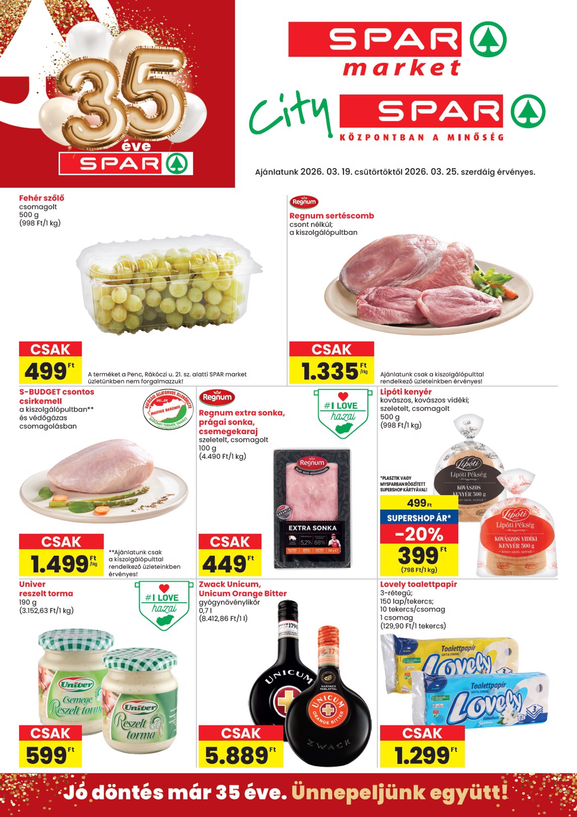 spar - SPAR - Market, City akciós újság, érvényes 2026.03.19. - 2026.03.25.