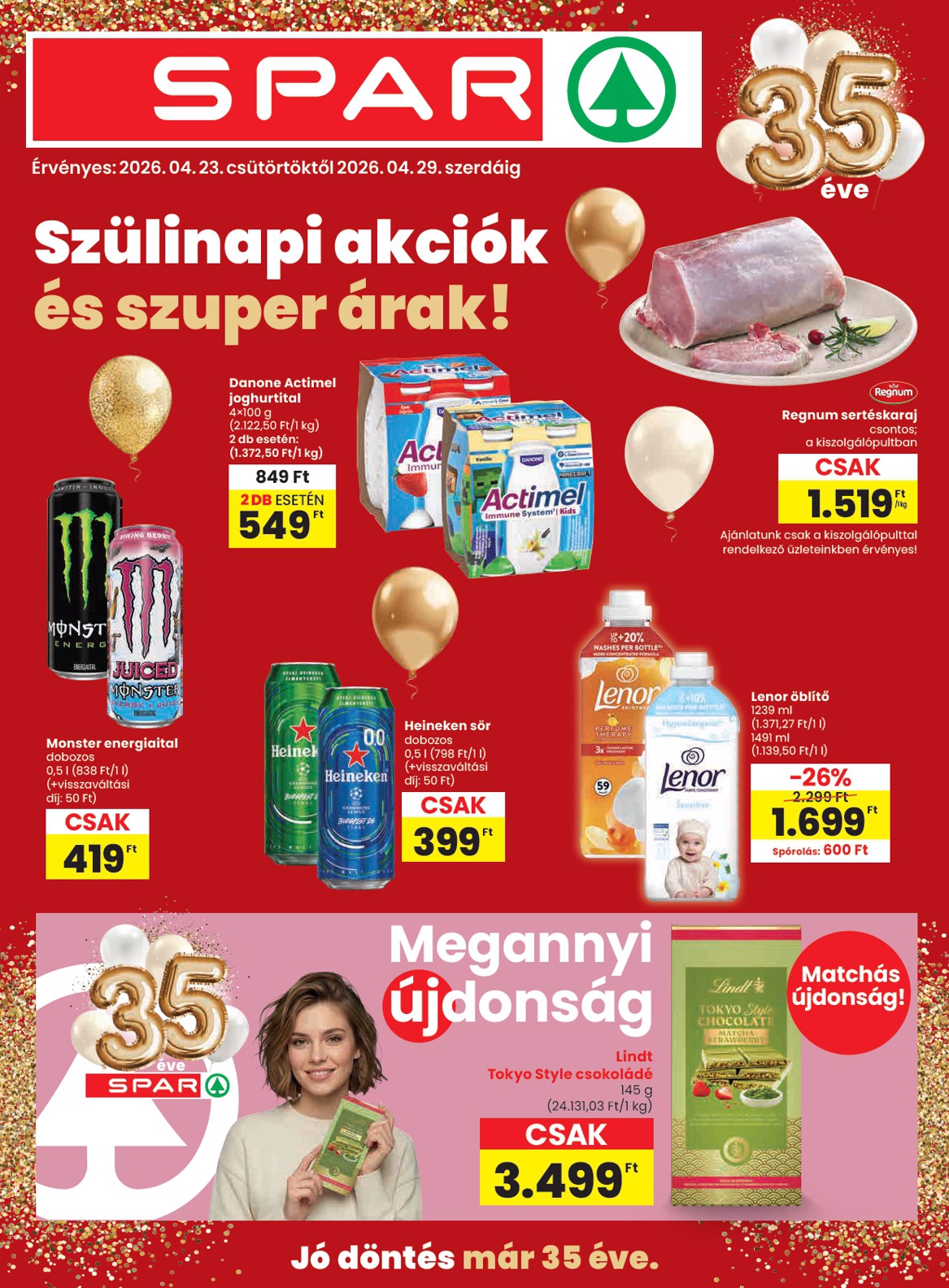 spar - SPAR hirdetmény a következő hétre csütörtöktől 2026.04.23.-tól szerdától 2026.04.29.-ig