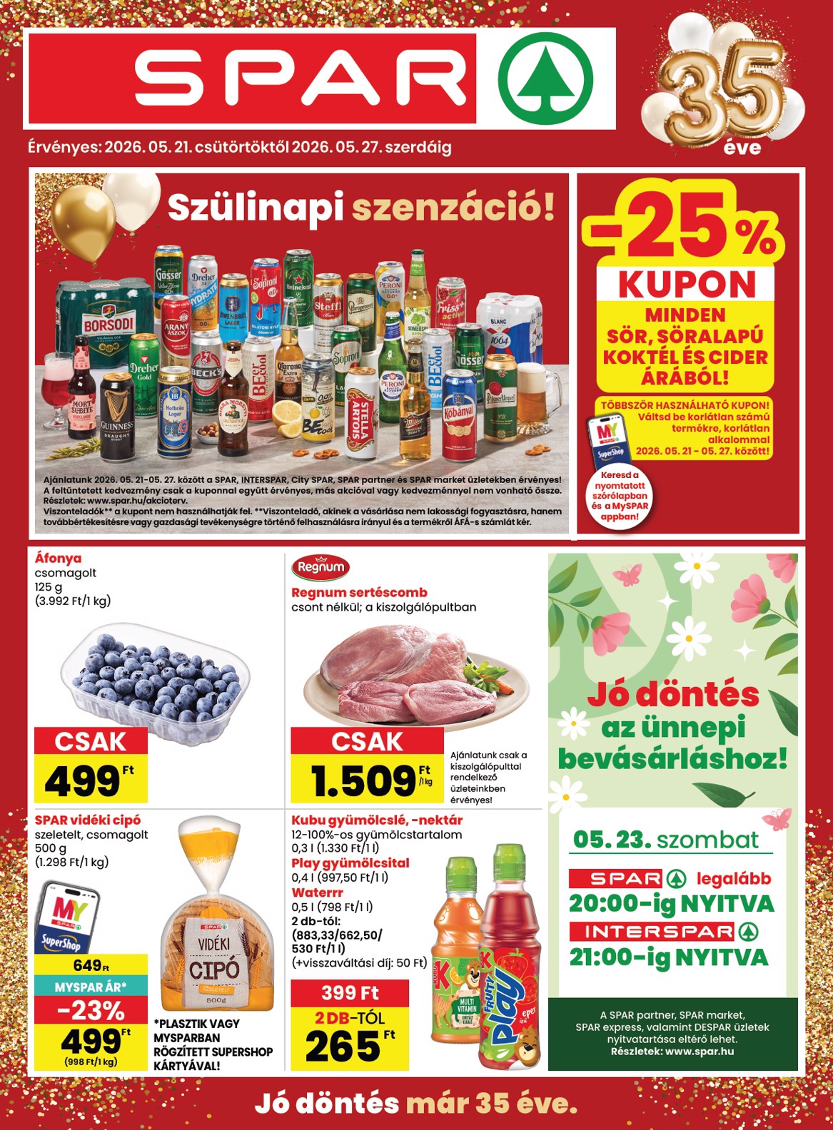 spar - SPAR hirdetmény a következő hétre csütörtöktől 2026.05.21.-tól szerdától 2026.05.27.-ig