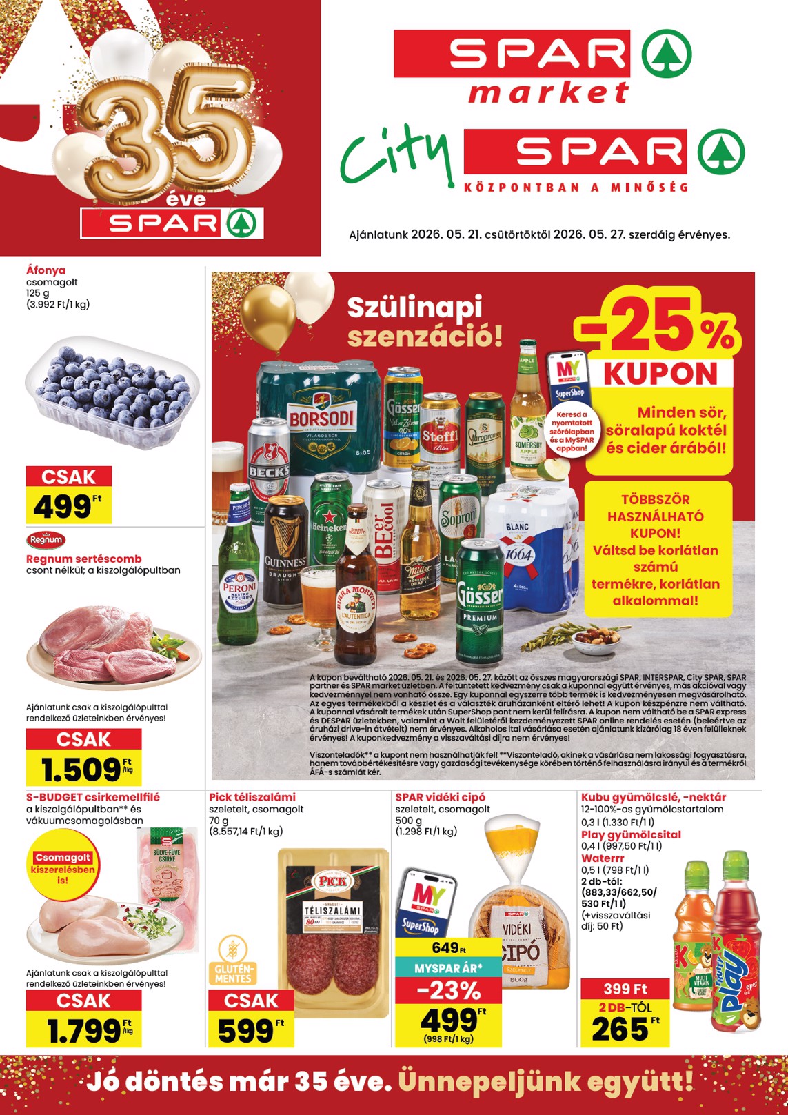 spar - SPAR - Market, City hirdetmény a következő hétre csütörtöktől 2026.05.21.-tól szerdától 2026.05.27.-ig - page: 1