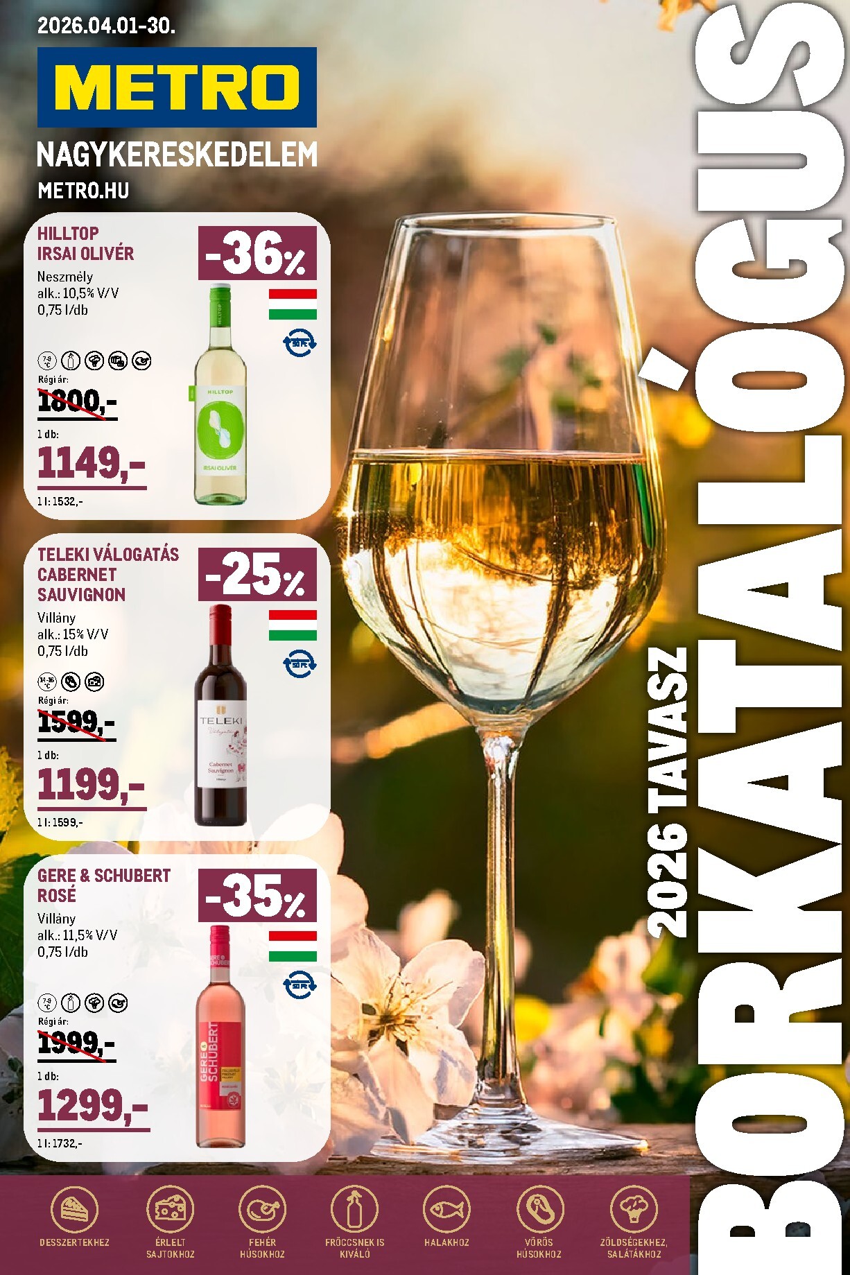 metro - Metro - Tavaszi borkatalógus akciós újság, érvényes 2026.04.01. - 2026.04.30.