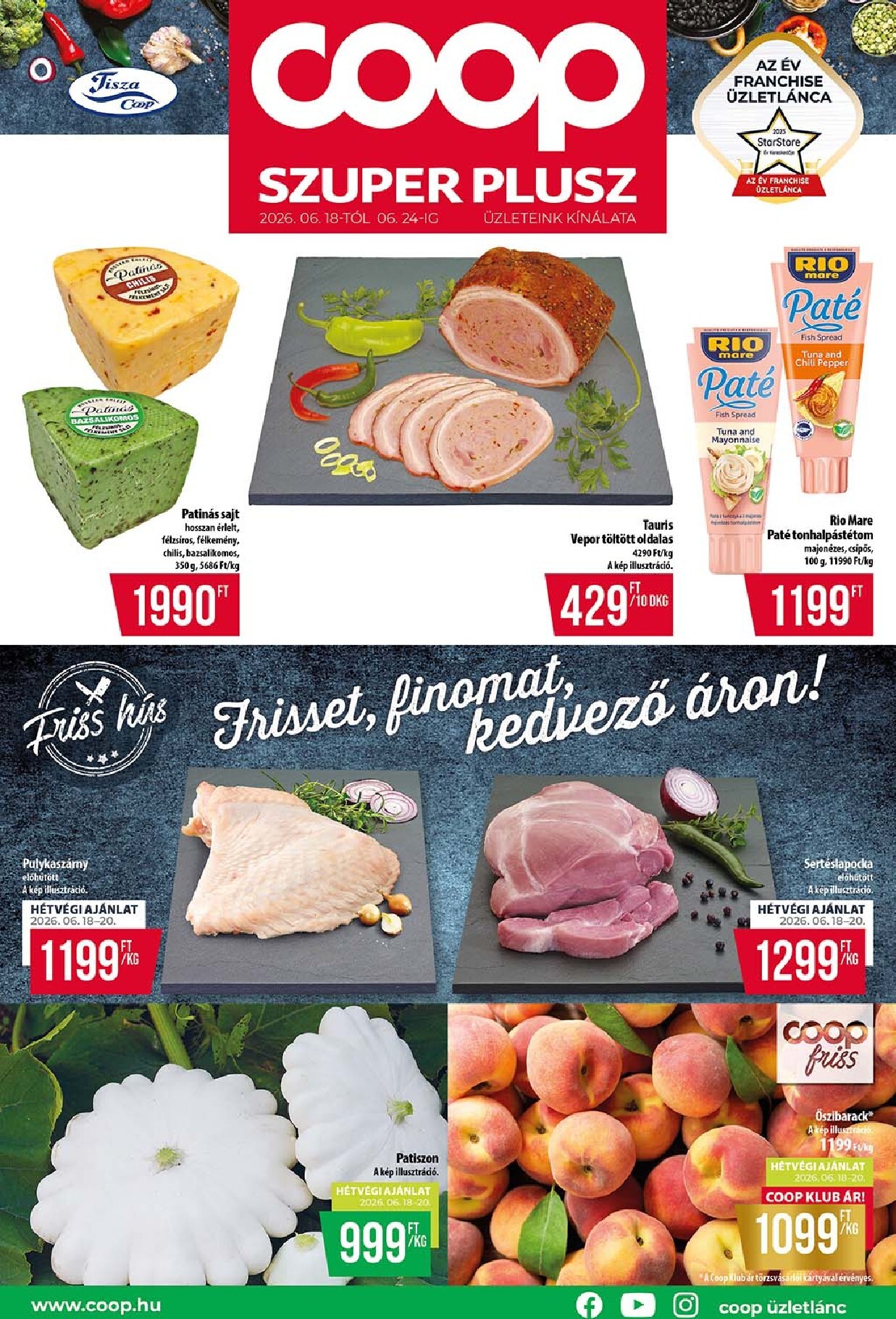 coop - A jövőbeli Coop Szuper Plusz akciós újság csütörtöktől 2026.06.18.-tól szerdától 2026.06.24.-ig érvényes.