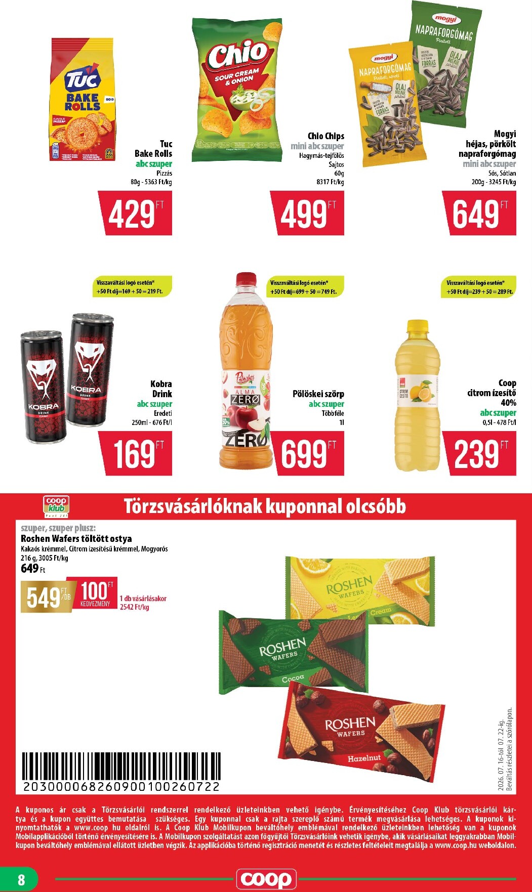 coop - Aktuális Coop - mini abc szuper szórólap érvényes csütörtöktől 2026.07.16.-től szerdától 2026.07.22.-ig - page: 8