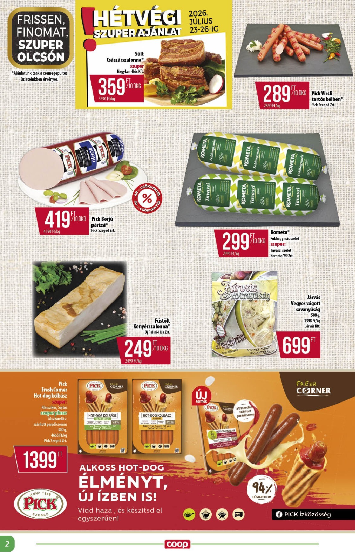 coop - A jövőbeli Coop - Alföld akciós újság csütörtöktől 2026.07.23.-tól szerdától 2026.07.29.-ig érvényes. - page: 2