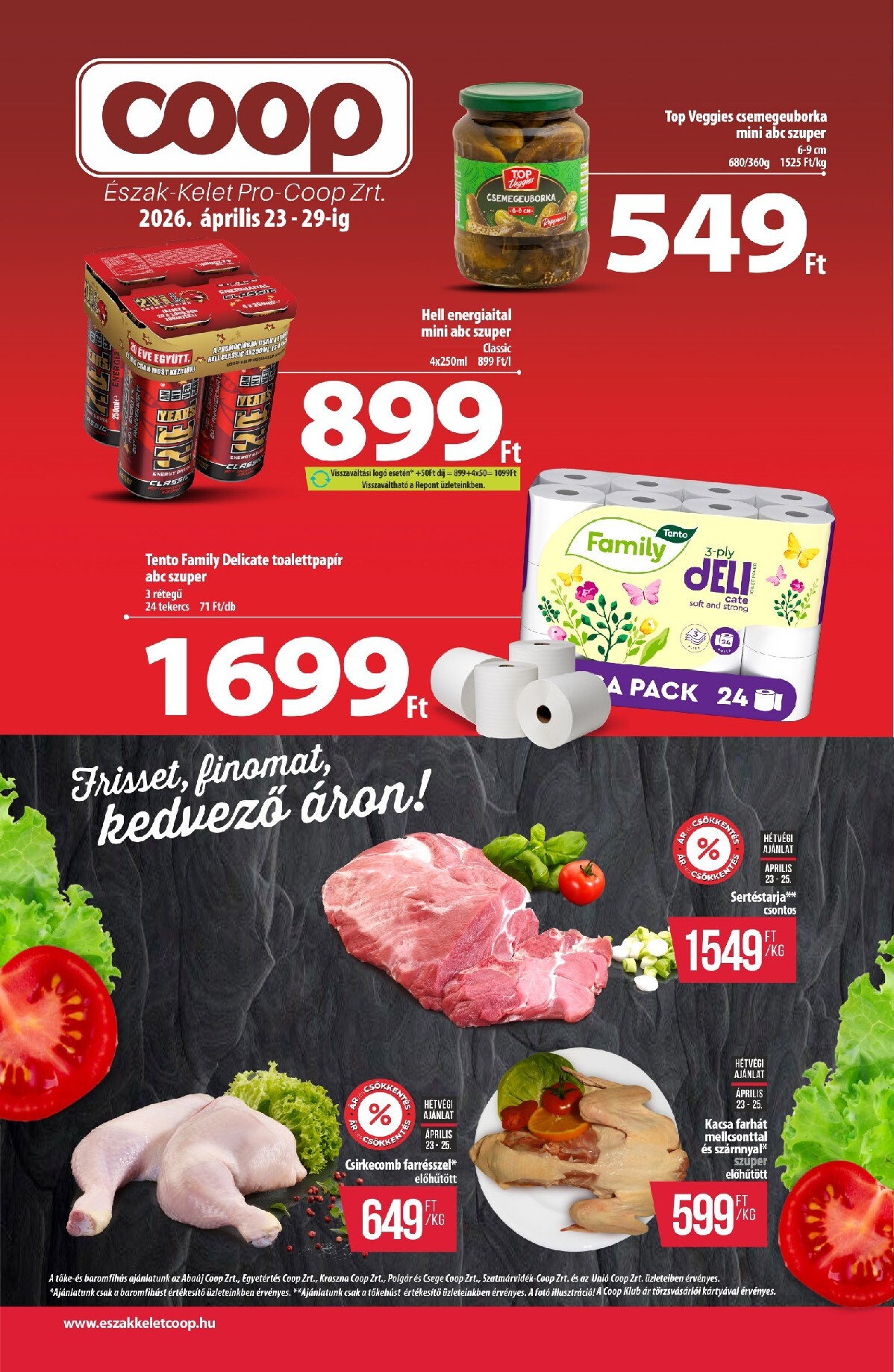 coop - A jövőbeli Coop - Észak-Kelet akciós újság csütörtöktől 2026.04.23.-tól szerdától 2026.04.29.-ig érvényes.