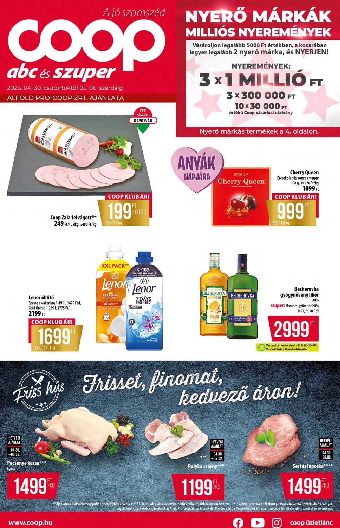 coop - A jövőbeli Coop - Alföld - Abc-Szuper akciós újság csütörtöktől 2026.04.30.-tól szerdától 2026.05.06.-ig érvényes.