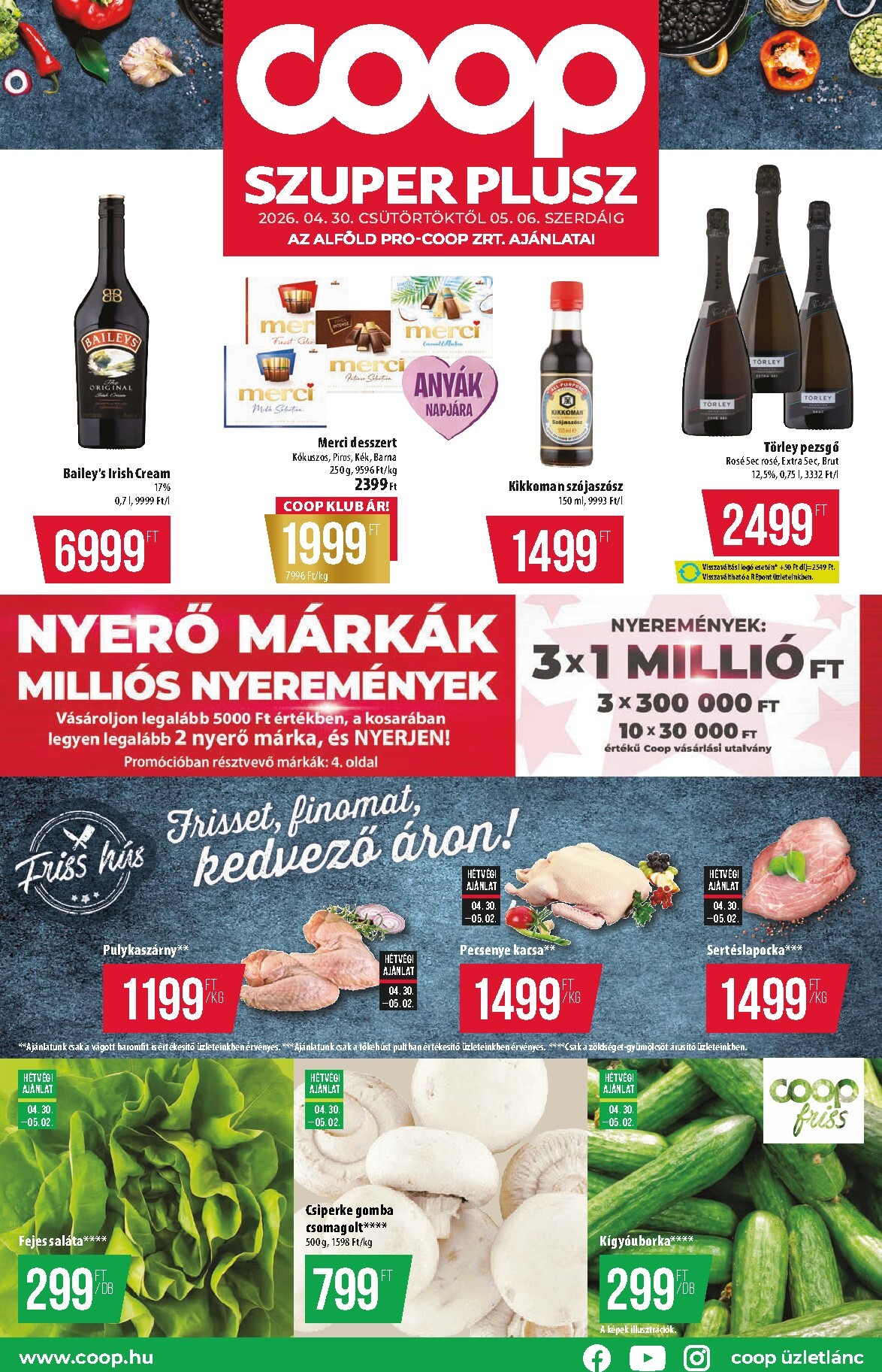 coop - A jövőbeli Coop - Alföld Szuper Plusz akciós újság csütörtöktől 2026.04.30.-tól szerdától 2026.05.06.-ig érvényes.