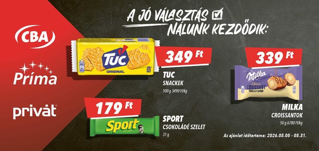 cba - A jövőbeli CBA akciós újság keddtől 2026.05.05.-tól vasárnaptól 2026.05.31.-ig érvényes. - page: 1