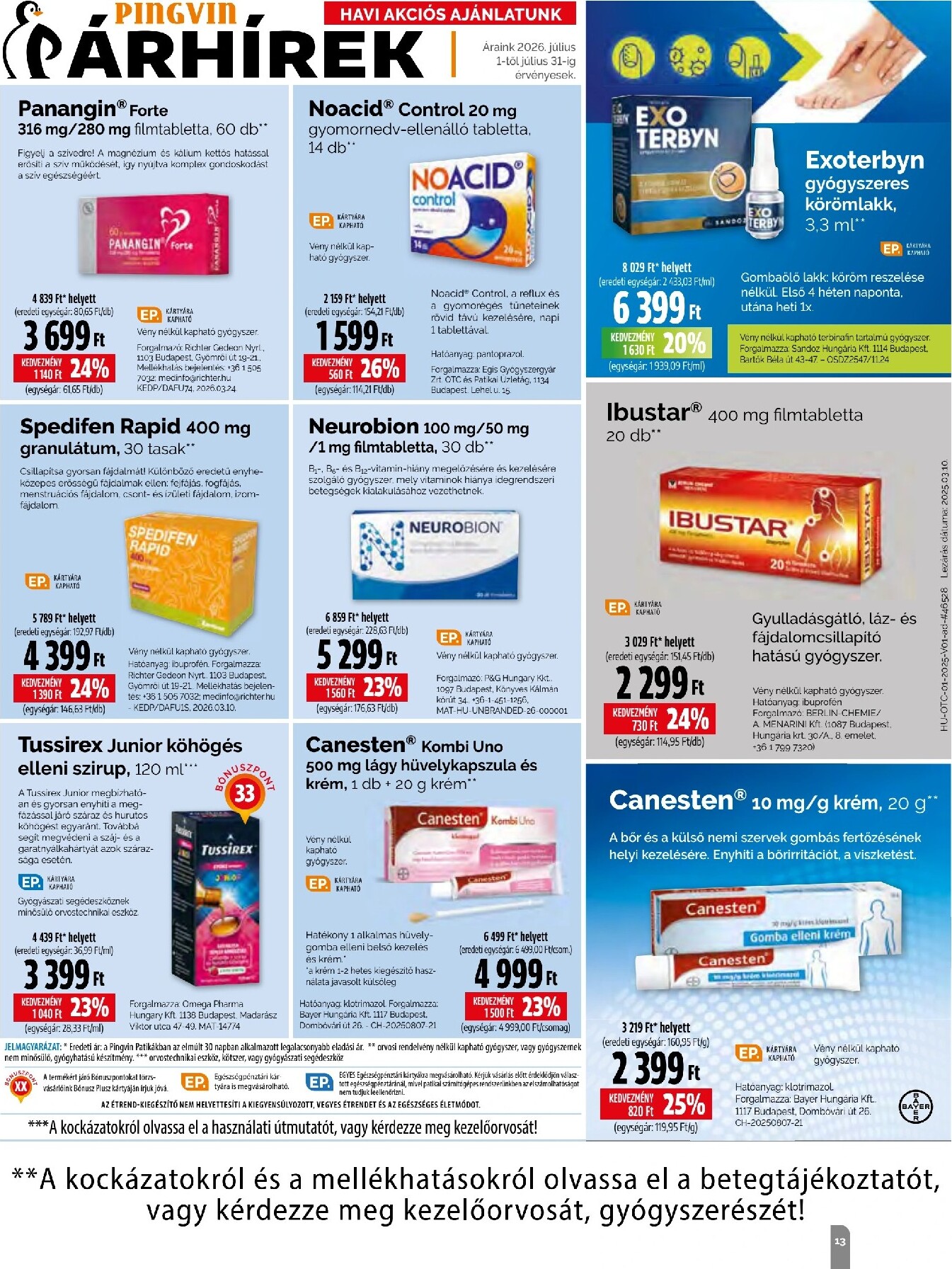 pingvin-patika - Aktuális Pingvin Patika - Magazin szórólap érvényes szerdától 2026.07.01.-től péntektől 2026.07.31.-ig - page: 13