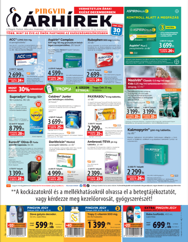 pingvin-patika - Pingvin Patika - Árhírek akciós újság, érvényes 12.01. - 12.31.