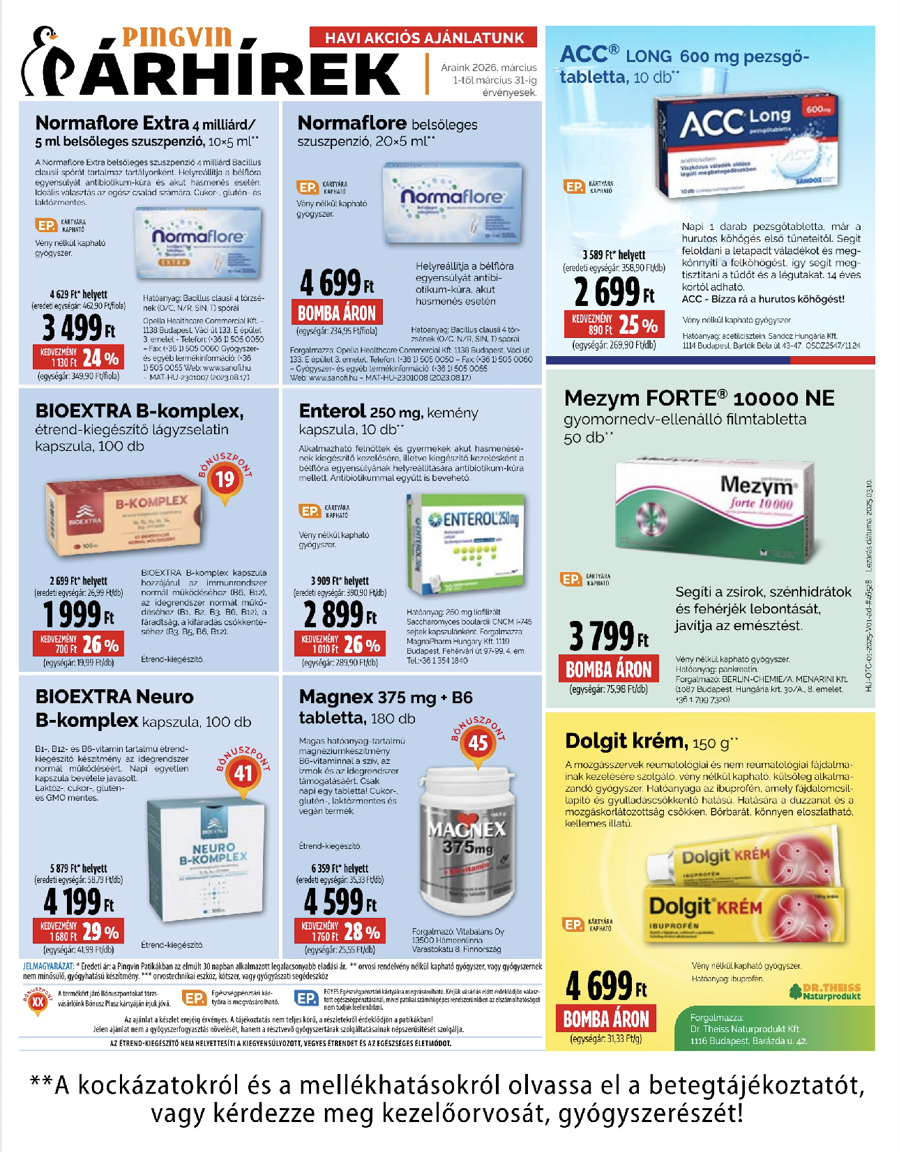 pingvin-patika - Pingvin Patika akciós újság, érvényes 2026.03.01. - 2026.03.31.