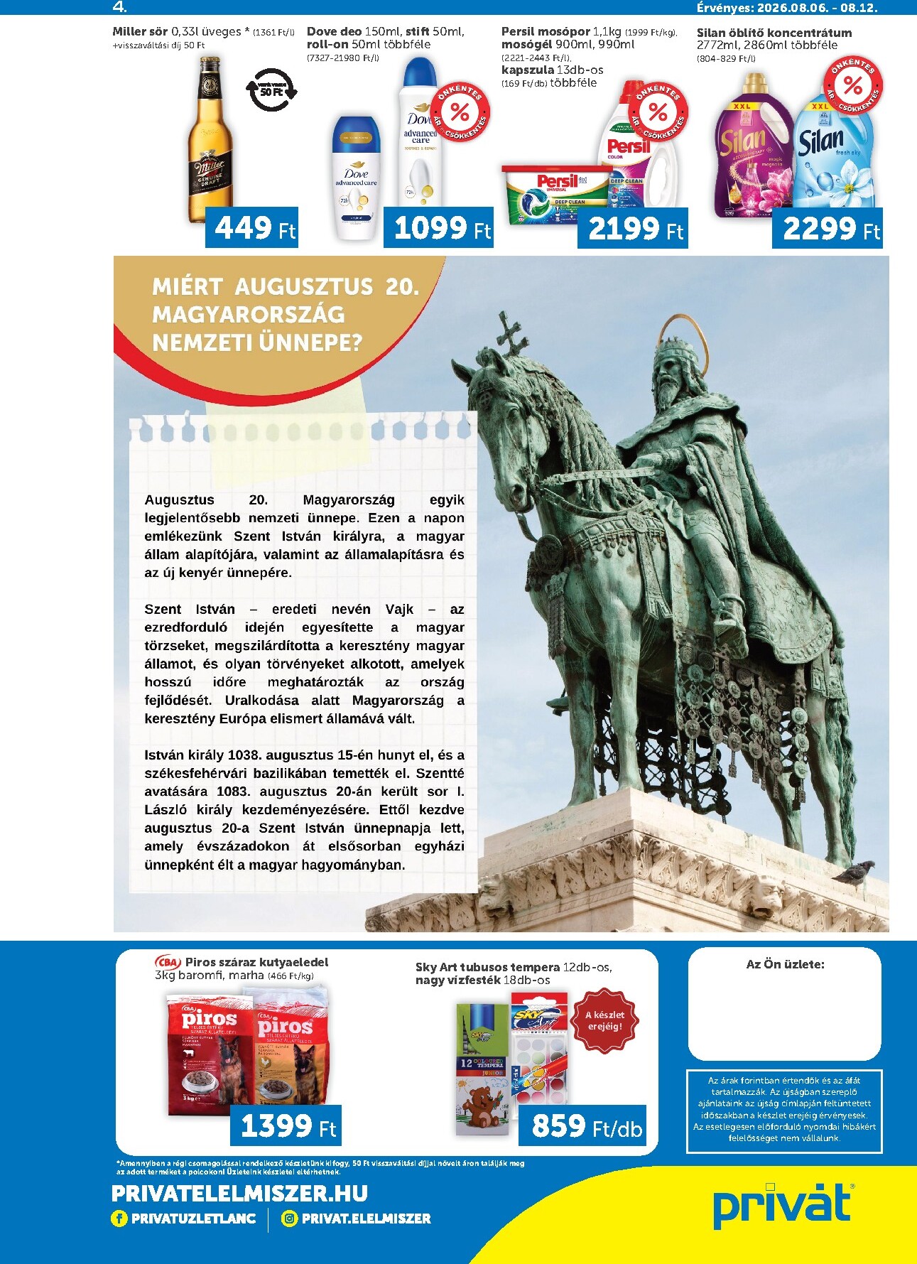 privat-elelmiszer - A jövőbeli Privát - Bács-Kiskun, Békés, Csongrád-Csanád, Tolna, Baranya, Fejér, Somogy vármegye akciós újság csütörtöktől 2026.08.06.-tól szerdától 2026.08.12.-ig érvényes. - page: 4