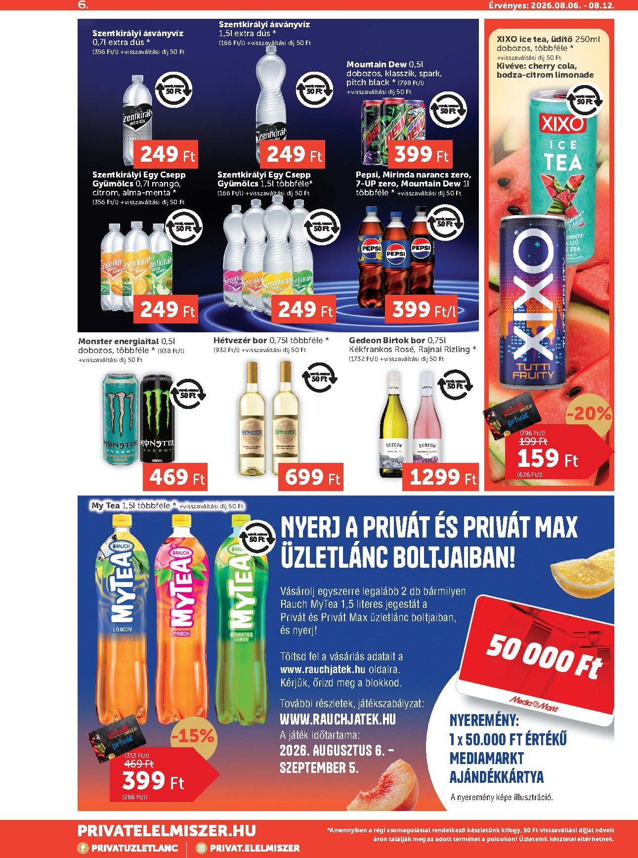 privat-elelmiszer - A jövőbeli Privát Max akciós újság csütörtöktől 2026.08.06.-tól szerdától 2026.08.12.-ig érvényes. - page: 6