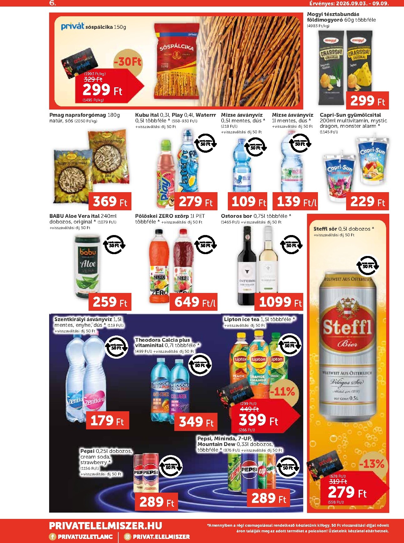 privat-elelmiszer - A jövőbeli Privát Max akciós újság csütörtöktől 2026.09.03.-tól szerdától 2026.09.09.-ig érvényes. - page: 6